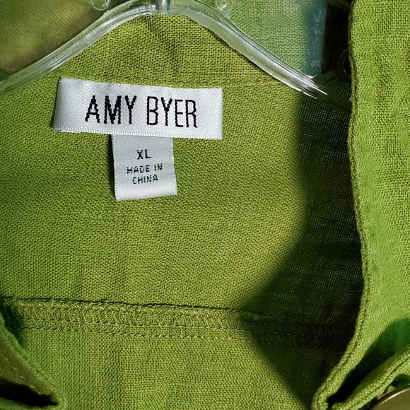 90's Green cropped vintage linen jacket - Picture 7 of 9